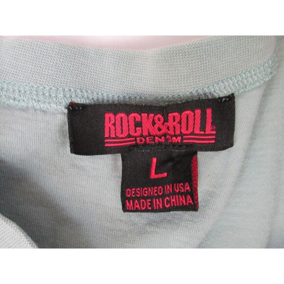 Tank Top Rock & Roll Denim Ladies Desert Mountain Fringe Turq Cacti Large Used - Picture 3 of 5